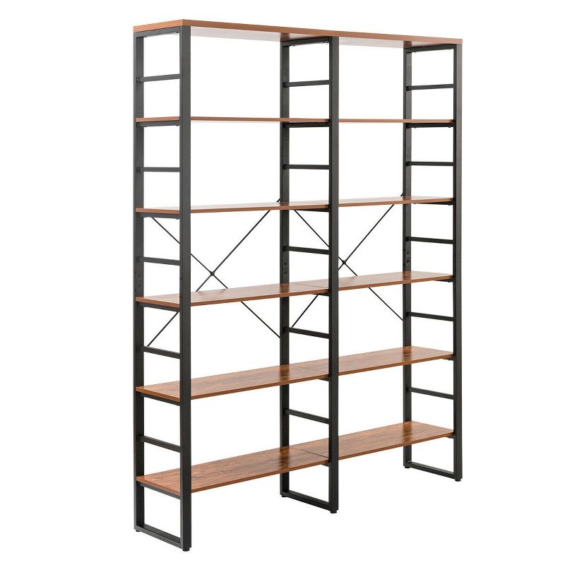 Tangkula 80.7" Double Wide 6-Shelf Bookcase Industrial Large Open Metal Storage Shelf, 1 of 11