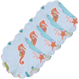 C&F Home St. Kitts Seahorse Starfish Sea Turtle 100% Cotton Quilted Placemats, Set of 6, 17" - 1 of 4