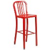 Emma and Oliver Commercial 24" Round Metal Indoor-Outdoor Bar Table Set & 4 Slat Back Stools - 4 of 4
