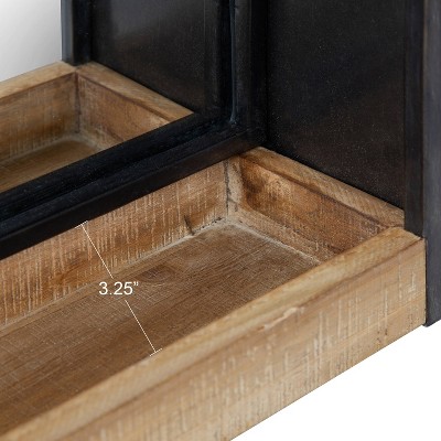 Rustic Brown Wood and Metal Bathroom Vanity Mirror with Shelf