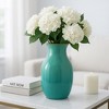Ceramic Vase for Home Decor - Decorative Vase for Bedroom, Office Shelf, or Table Display - Modern Flower Vase with Sculptural Style - 9", Green - 3 of 4