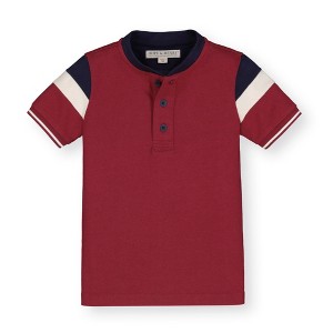 Hope & Henry Boys' Short Sleeve Henley Tee (Dark Red, 3-6 Months) - 1 of 4