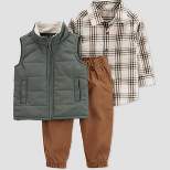 Carter's Just One You®️ Baby Boys' Plaid Top & Bottom Set - Green/Brown