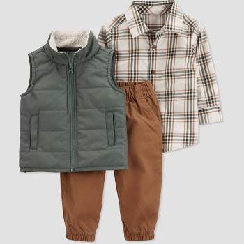 Carter's Just One You®️ Baby Boys' Plaid Top & Bottom Set - Green/Brown
