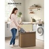 3-Section Laundry Hamper, 44.9 Gal Bamboo Clothes Sorter with Lid & Removable Washable Bags, Foldable for Bedroom Living Room - 2 of 4