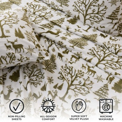 Olive Enchanted Woods Queen Microfiber Deep Pocket Sheet Set