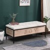 48 Inch Storage Bench Bedside Linen Upholstered Storage Bench with Button Tufted Wooden JOY Ottoman for Bedroom and Living Room - 2 of 4