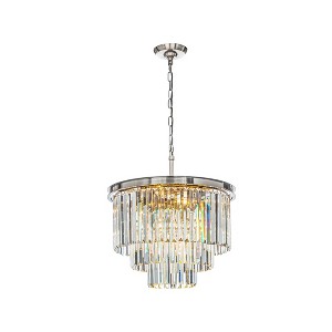 ALOADECOR 6-Lights Modern 3-Tier Round Crystal Fringe Chandelier - 1 of 4