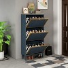 KTMBDW Shoe Cabinet with 3 Flip Drawers, Hidden Wood Shoe Cabinet,Freestanding Shoe Storage Cabinet for Entryway Hallway, Dark Blue - 3 of 4