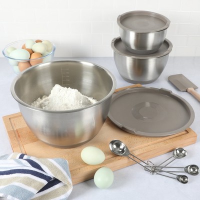 Rhinewell 6-Piece Stainless Steel Mixing Bowls with Lids and Non-Slip Base