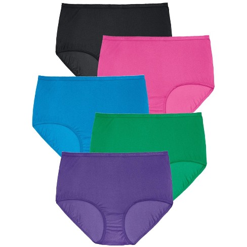 Comfort Choice Women's Plus Size Nylon Brief 5-pack, 9 - Bright