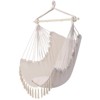 Slickblue Portable Hanging Chair, Lightweight Tassel Pillow Support, Air Chair, Modern, Beige or Gray - 3 of 4