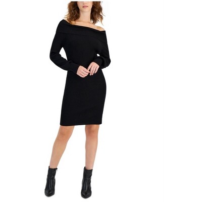 Hippie Rose Womens Long Off-Shoulder Dress, Black, Large