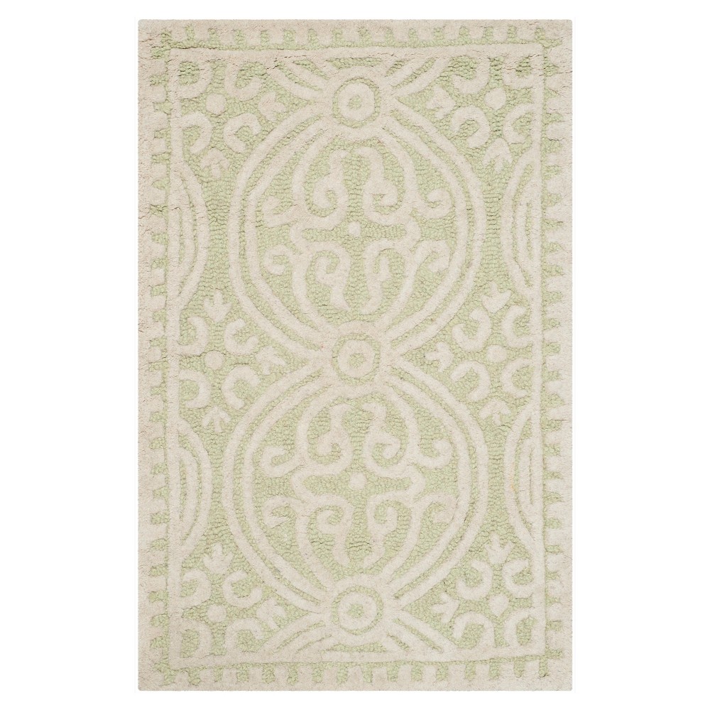 Light Green/Ivory Geometric Tufted Accent Rug 2'x3' - Safavieh