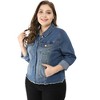 Agnes Orinda Women's Plus Size Classic Denim Long Sleeve with Pockets Fashion Jean Jackets - 3 of 4