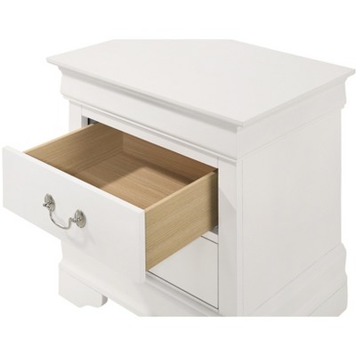 White Wood Louis Philippe 2-Drawer Nightstand