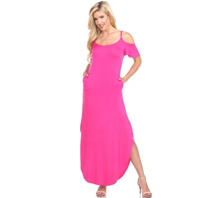 Women's Cold Shoulder Lexi Maxi Dress with Pockets - White Mark