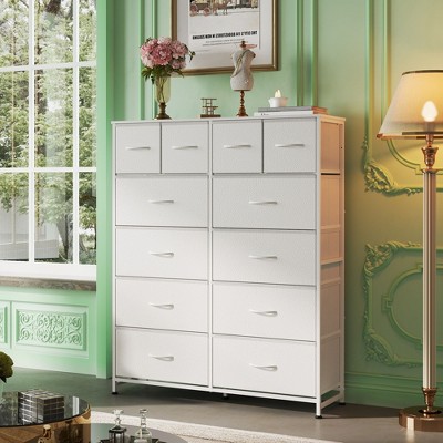 12-Drawer Tall Fabric Dresser with Wood Top and Steel Frame, Storage Chest of Drawers for Bedroom, Closet
