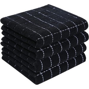4-Pack Cotton Terry Kitchen Towels, Checkered Designed Soft and Super Absorbent Dish Towels, 13x28 inches - 1 of 4