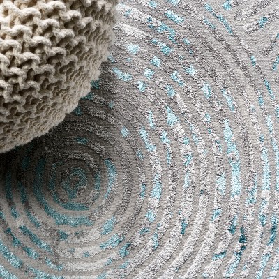 Coastal Abstract Weathered Gray Synthetic Area Rug