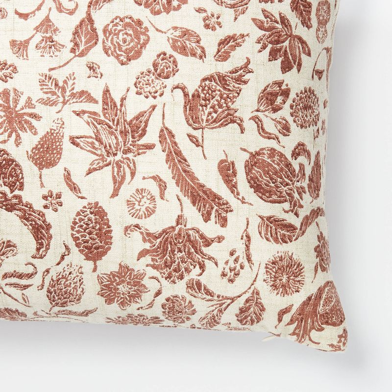 Floral Printed Lumbar Throw Pillow Rust/Cream - Threshold&#8482; designed with Studio McGee, 3 of 6