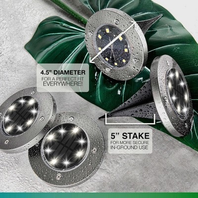 Stainless Steel Solar LED Pathway Disk Lights, Set of 8