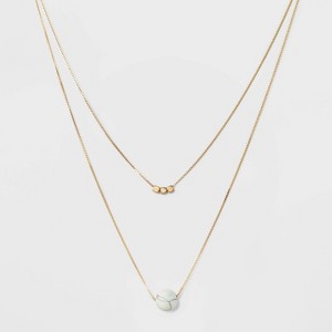 Bead Duo Necklace - Universal Thread White/Gold, Women