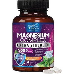 Magnesium Complex 500mg with Oxide, Malate, Citrate, Glycinate - High Absorption - 60 Count;120 Count - 1 of 4