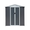 Syemin Storage Sheds 6'x4' Outdoor Metal Storage Shed for Garden Tools Lockable Door with Lockable Door Floor Frame, Gray, 74.5"*45.3"*72.2" - 2 of 4