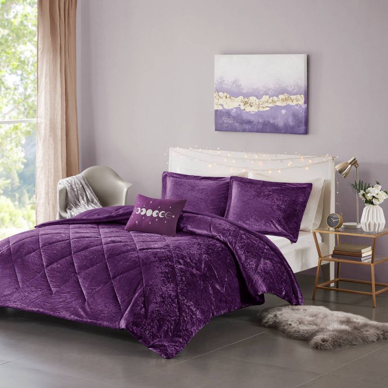 Intelligent Design Alyssa Velvet Quilted Diamond Ultra Soft Comforter Set, 3 of 16