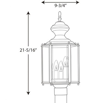 Matte Black 3-Light Outdoor Post Lantern with Clear Beveled Glass