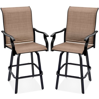Best Choice Products Set of 2 Outdoor Swivel Bar Stools, Patio Barstool Chairs w/ 360 Rotation, All-Weather Mesh
