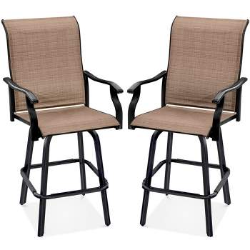 Best Choice Products Set of 2 Outdoor Swivel Bar Stools, Patio Barstool Chairs w/ 360 Rotation, All-Weather Mesh