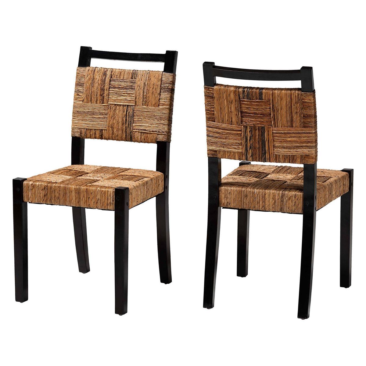 bali & pari Raniya Handwoven Seagrass Set of 2 Dining Chair Natural Brown/Black - thumbnail 5