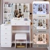 NicBex 37" Makeup Vanity Set with Padded Stool,Vanity Desk with Touch Sliding LED Mirror and Lights,Vanity Table with USB Ports&Hair Dryer Stand - 4 of 4