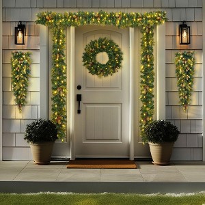 Jojoka Pre-Lit White LED Lights Holiday Christmas 6-Piece Set: Tree, Garland, Wreath, Swags, Christmas Decorations Set of 6 - 1 of 4