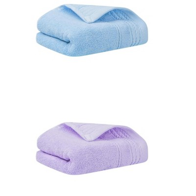 REGALWOVEN 2 Pack Solid Striped Bathroom Hand Towels for Hand, Face 14" x 30"