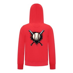 Everyday Kids Baseball Boys Zip Up Hoodie – Bold Home Plate, Crossed Bat & Baseball Sweatshirt - 1 of 4