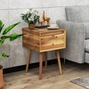 Tangkula 2PCS Wooden Nightstand Mid-Century End Side Table W/2 Storage Drawers Natural - 3 of 4