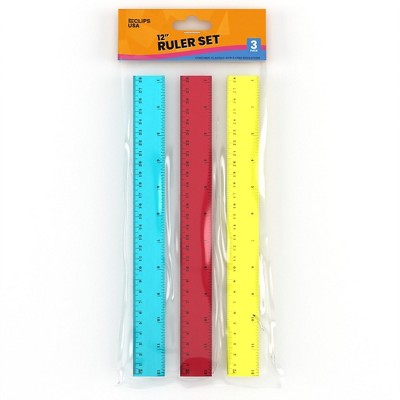 18249: 12" Ruler - 3 Pack, Assorted colors (48 Packs)