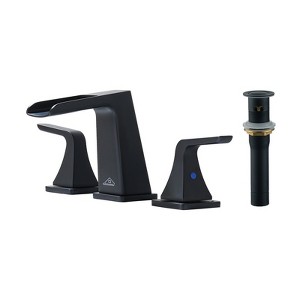 CASAINC Center-Set Widespread 2-Handle Waterfall Bathroom Sink Faucet with Drain - 1 of 4