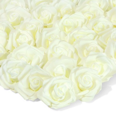 Juvale 100 Pack Ivory Artificial Rose Flower Heads, 3 Inch Stemless ...