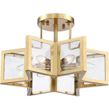 Possini Euro Design Lantico Modern Ceiling Light Semi Flush Mount Fixture  17 Wide Gold 3-light Clear Glass For Bedroom Kitchen Living Room Hallway :  Target