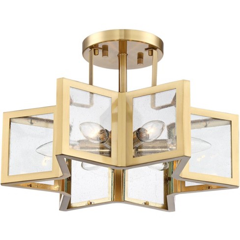 Possini Euro Design Modern Ceiling Light Semi Flush Mount Fixture Warm Antique Brass 16 Wide 6 Light 6 Point Star For Bedroom Target