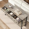 53" Console Sofa Table with 3 Drawers & Open Shelves, Entryway Table for Living Room, Hallway - Roman Column Design, Metal Frame - 3 of 4