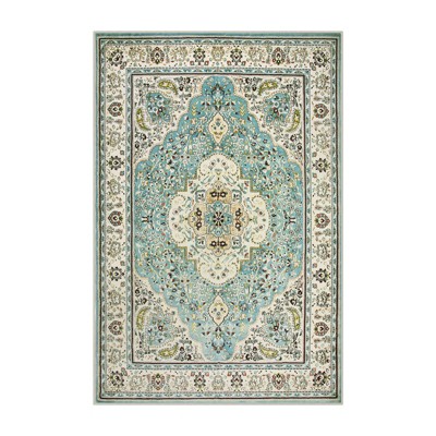 Lahome Medallion Floral Hallway Area Rug–Soft Low Pile Washable Non-Slip Carpet for Kitchen,Bedroom, Living Room,or Dining Room