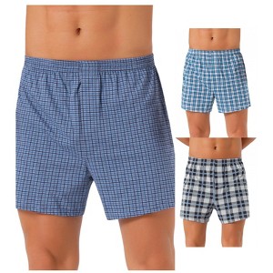 INSPIRE CHIC Men's 3 Pack Elastic Waistband Plaid Printing Boxer Shorts - 1 of 4