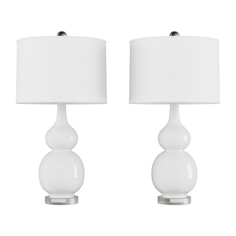 Set of 2 Ceramic Double Gourd Table Lamps White (Includes LED Light Bulb) - Trademark Global, 5 of 7