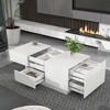 Extendable Rectangular Cocktail Table with 4 Drawers, Hidden Storage & Sliding UV High-Gloss Top， - 4 of 4