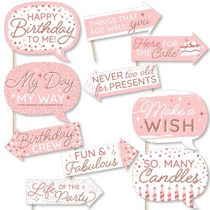 Big Dot of Happiness Funny Pink Rose Gold Birthday - Happy Birthday Party Photo Booth Props Kit - 10 Piece - 1 of 4